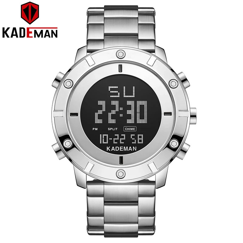 K9151-White Kademan мужские часы Топ бренд Новые Роскошные военные кварцевые часы с большим циферблатом повседневные стальные водонепроницаемые спортивные мужские часы с хронографом - Цвет: K9151-White