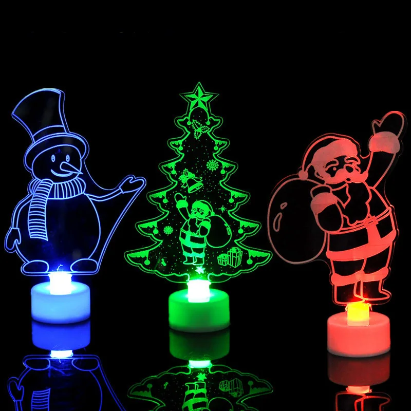 

Colorful LED Decorative Night Lights New Year's Christmas Tree Santa Claus Snowman Decorations Party Supplies