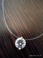 Colgantes redondos de circón AAA para mujer, collar de hilo de pescar transparente Invisible, gargantilla de Metal, Color dorado y plateado