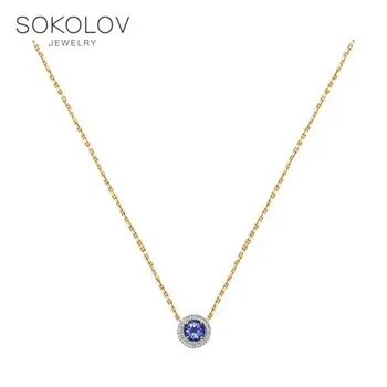 

Necklace SOKOLOV gold with diamonds and tanzanite fashion jewelry 585 women's male