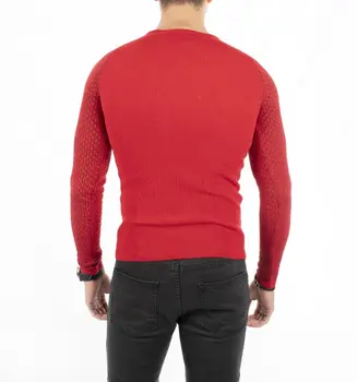 

DeepSEA Red Square Pattern Narrow Cut Mercerized Sweater 1808078