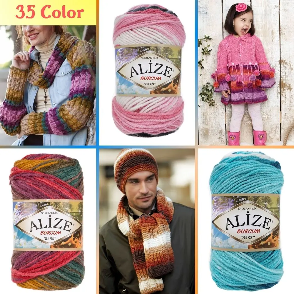 Alize Burcum Batik  Gomitoli Di Filato Per Maglieria A Mano, 100 Grammi 210 Metri, Filo Acrilico, Stagione Primaverile/Estiva, Uncinetto, Vestiti, Spo