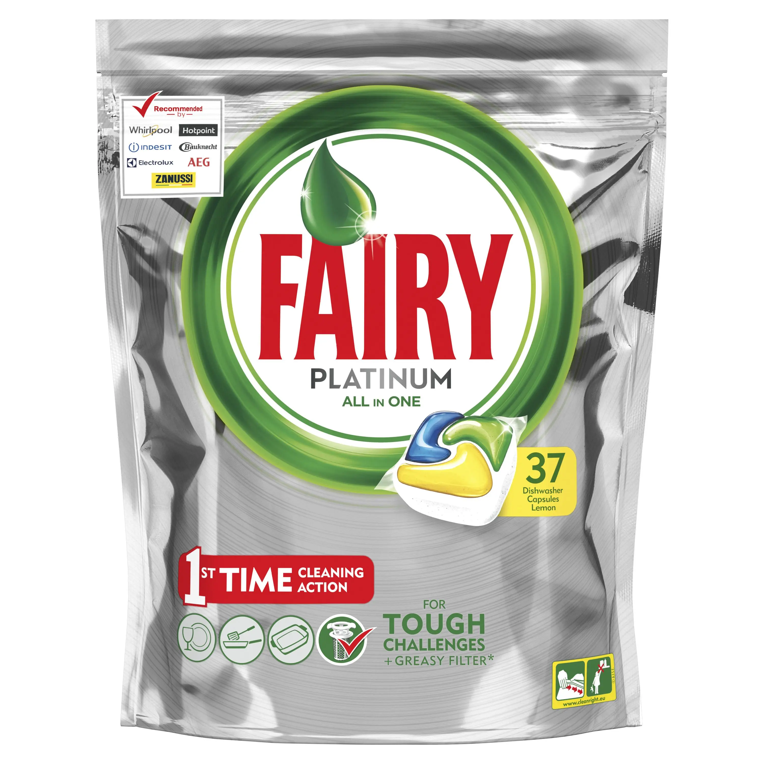 Капсулы для посудомоечной машины Fairy Platinum all in one 37 шт