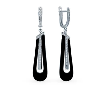 

Silver earrings with ceramics and cubic zirconia sunlight sample 925 test