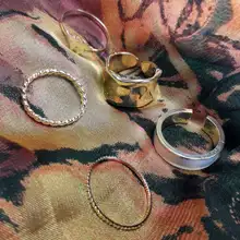 17KM-Conjunto de anillos de cadena de ancho de oro Punk para mujer y niña, sortijas finas irregulares para dedo, regalo, joyería para fiesta 2021