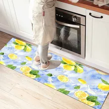 Else синий акварель желтый лимоны 3d принт Нескользящая микрофибра кухня счетчик современный декоративный моющийся коврик