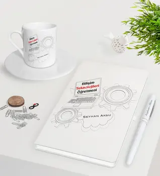 

Personalized Information Technology Teacher White Notebook Pen Turkish coffee Cup Seti-1