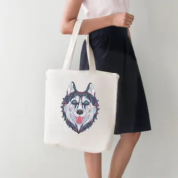 

Angemiel Bag Turquoise Tone Wolf Dog Large Tote Shopping Beach Bag
