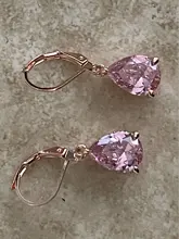 Pendientes de gota de plata S925 para mujer, gota de agua, Circonia cúbica rosa, joyas de compromiso para novia, pendiente colgante CCE624