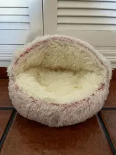 Cama redonda de felpa para gatos, casa cálida para gatos, perro de peluche suave para cama larga para perros y gatos pequeños, nido 2 en 1, cojín para cama de mascotas, sofá para dormir