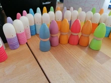 Bloques de madera de arcoíris de 7CM para bebés, figuras de personas, apilador Montessori, juguetes de madera nórdica, 6 uds.