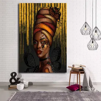 

Gold African Women Canvas Table