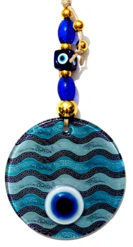 

Turquoise Sea Waves Fusion Glass Wall Ornament Charms, Handmade Unusual Gift Decor