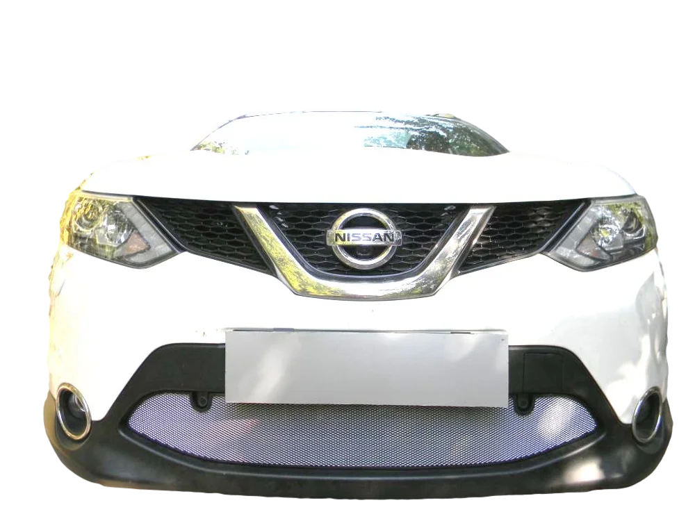 Защитная сетка на решетку радиатора Nissan Qashqai J11- защита радиатора от насекомых и камней сетка в бампер - Цвет: Хром с датчиками парковки