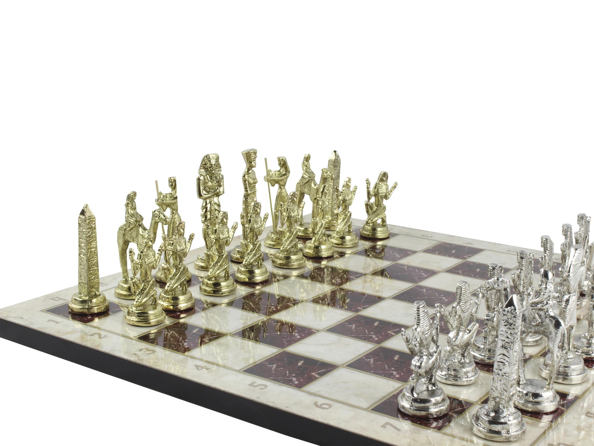 Schachspiel aus Holz Schachbrett mit Marmormuster und Holzfiguren 14,5...