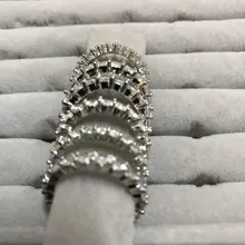 Huitan-Anillo de lujo para mujer, Micro pavé grande redondo/cuadrado/ovalado de CZ, joyería de boda, regalo de amor para esposa, alta calidad