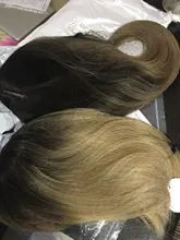 Element-peluca femenina de fibra resistente al calor, cabellera corto sintético recto con flequillo lateral ombré Rubio Dorado Bob, color blanco/negro