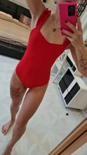 EVISPORTS 2021 nuevo bañador femenino Sexy de una pieza Vintage volantes arriba rojo sólido traje de baño mujeres traje acolchado trajes de baño