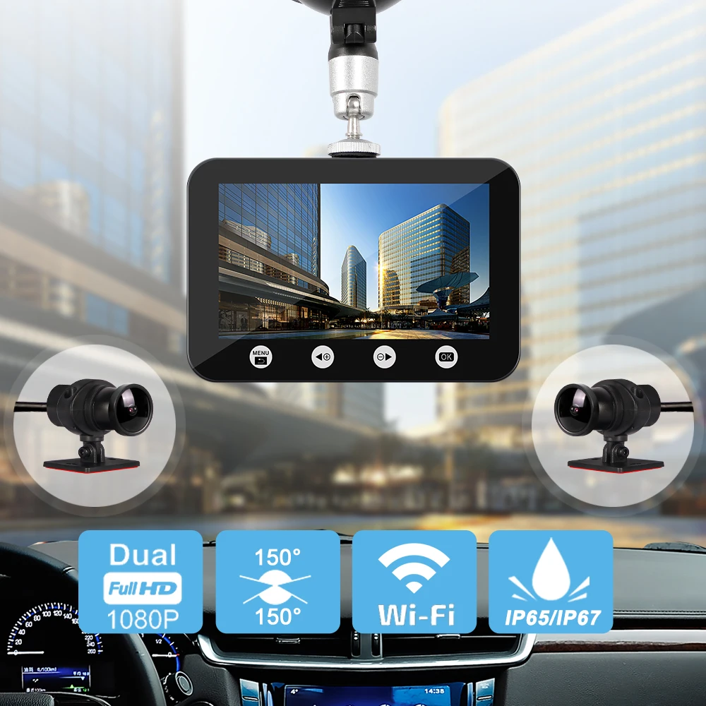 Автомобильный видеорегистратор SYS Dual 1080P Wi Fi SONY IMX323 с 2 отдельными передними и