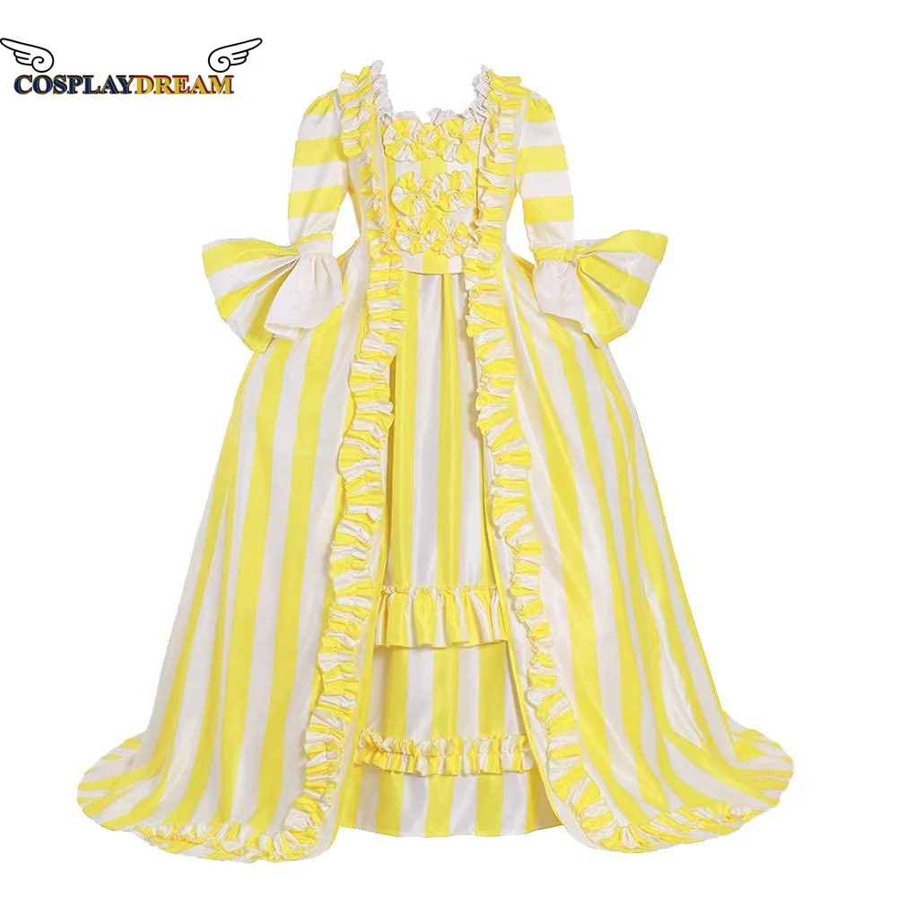 

18th Century Europe Historical Victorian Dress Marie Antoinette Costume Medieval Rococo Masquerade Ball Gown Yellow Custom Made