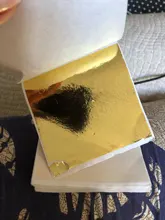 Aomily-Hojas doradas para decoración, láminas de 9x9cm, papel dorado para muebles, decoración de pared, manualidades, color dorado puro brillante, 100 hojas