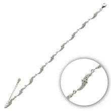 Серебряный 925 пробы браслет с цирконием