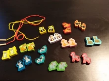 Juguetes de madera para bebés, Fruta de dibujos animados de animales para enhebrar, cuentas de madera, juguete educativo