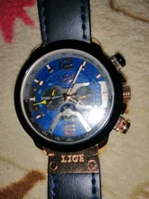 LIGE-Reloj analógico de cuero para Hombre, accesorio de pulsera resistente al agua con cronógrafo, marca de lujo deportivo de complemento masculino con diseño moderno, disponible en color azul, 2021