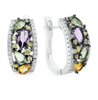 

Silver earrings with cubic zirconia sunlight sample 925