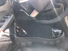 Botas de calcetín negro para mujer, zapatos góticos Punk, botines de plataforma, media blanca, novedad de 2020