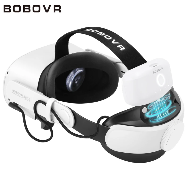 BOBOVR M1 Pro Head Strap With Battery Pack for Meta Quest 2 Honeycomb Non-Slip Replacement Elite Strap 5200mah Magnetic Battery Halo Strap For Oculus Quest2