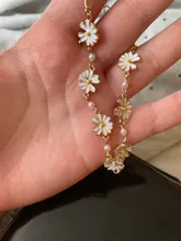 De moda blanco suave flores pulseras personalidad perla Metal minimalista crisantemo pulsera para Mujer Accesorios de la joyería