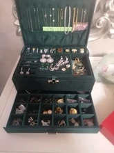WE New-estuche de 3 capas con broche verde para mujer, organizador de joyería, anillo grande, collar, soporte de maquillaje, caja de joyería de terciopelo con cerradura