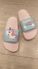 Suihyung-Zapatillas de unicornio arcoíris para niños y niñas, zapatos de playa para niños, pantuflas suaves para interiores