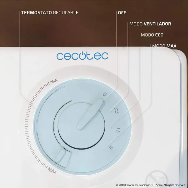 Cecotec Calefactor Baño Cerámico Ready Warm 6100 Ceramic Rotate. Oscilante,  1500 W, Termostato Regulable, 3 Modos, Protección sobrecalentamiento y  antivuelco, 25 m2