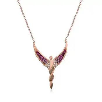

KUTAYDAN 925 Sterling Silver Wing Angel Lady Necklace