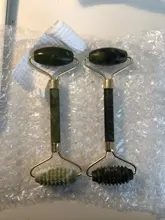 Rodillo masajeador Facial de Guasha Junta doble cabezas de remodelación de cara de elevación masajeador Natural Jade piedra cuello delgado herramienta de cuidado