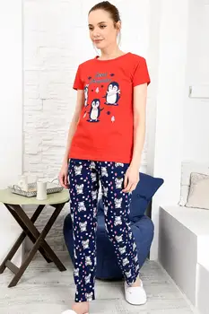 

Trend Alacati Style Women Red Printed Pajamas set ALC-X3976