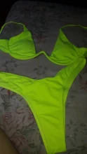 Female Swimsuit Bikini-Set Wire Two-Piece Neon Green V-Shape Women K439 V-Bar
