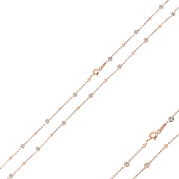 

Silver 925 Sterling 110cm Ball & Zircon Crystal Forse Chain Necklace