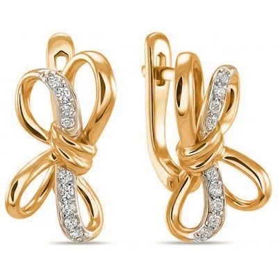 ЛУКАС-ГОЛД Серьги с 18 фианитами из красного золота | Украшения и аксессуары