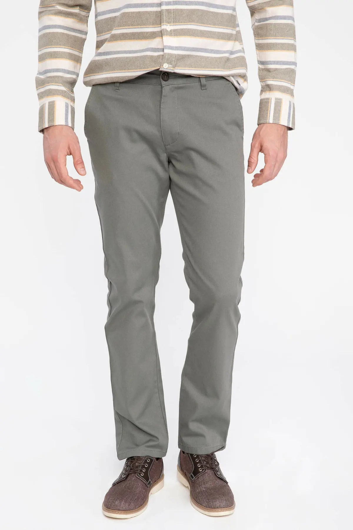 DeFacto мужские весенние Умные повседневные длинные брюки со средней талией цвета