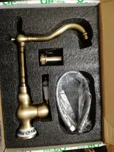 Bathroom Faucet Antique-Brass White Tap Porcelain-Handle Cold-Mixer Rotatable Single-Hole