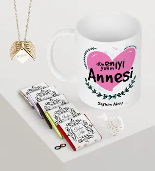

Personalized World Best Mother Mug Chocolate Angel Wing Necklace Seti-11