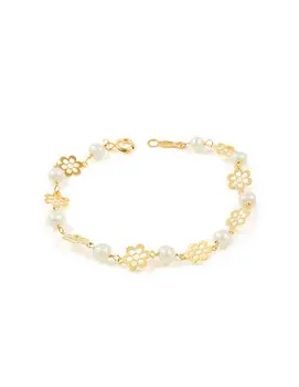 

Bracelet baby or girl gold daisies openwork with pearls
