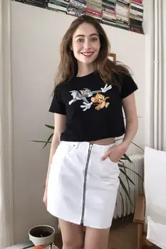 

Trendyol Tom & Jerry Licensed Printed Crop Knitted T-Shirt TWOSS20TS0384