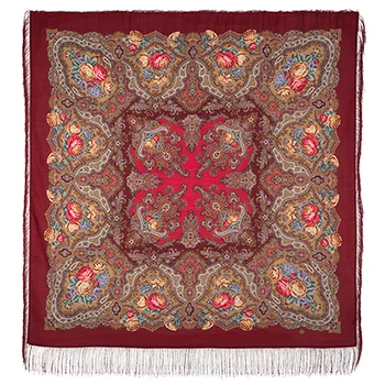 

Scarf Pavlovo Posad with silk fringe 146x146 1171-6 "Spanish wine", View 6