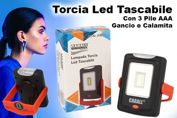 

Led flashlight pocket-size with 3 AAA batteries magnet hook
