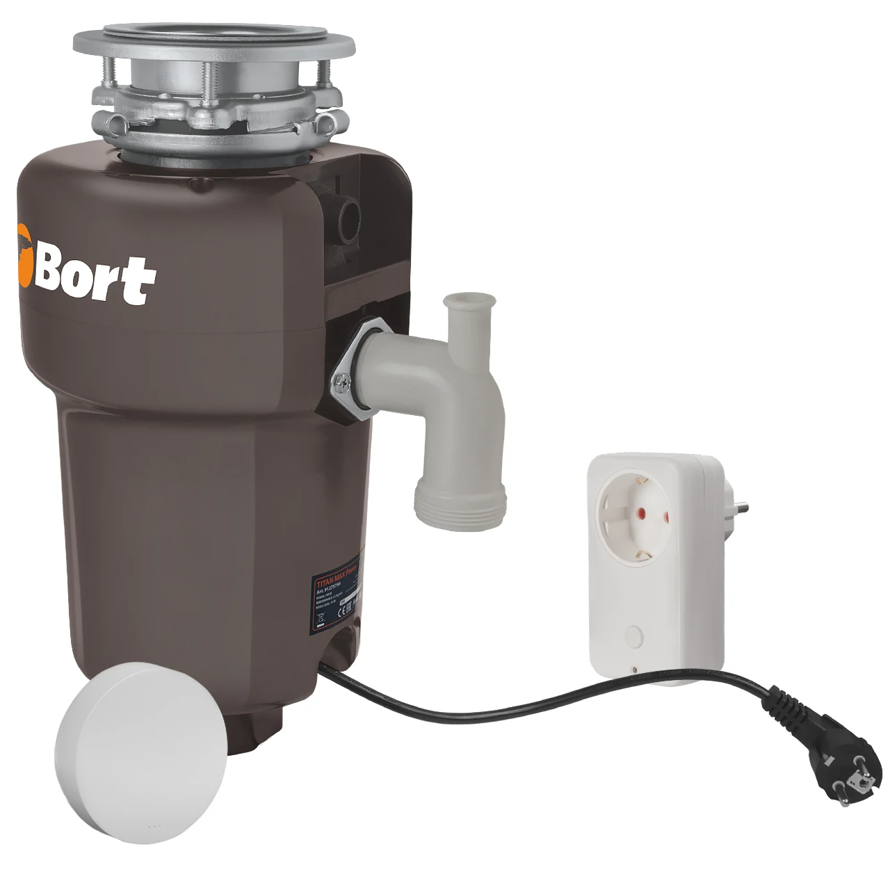 Измельчитель пищевых отходов Bort TITAN MAX Power (FullControl)  мощность 780, 3500 оборотов, пневмокнопка и дистанционн