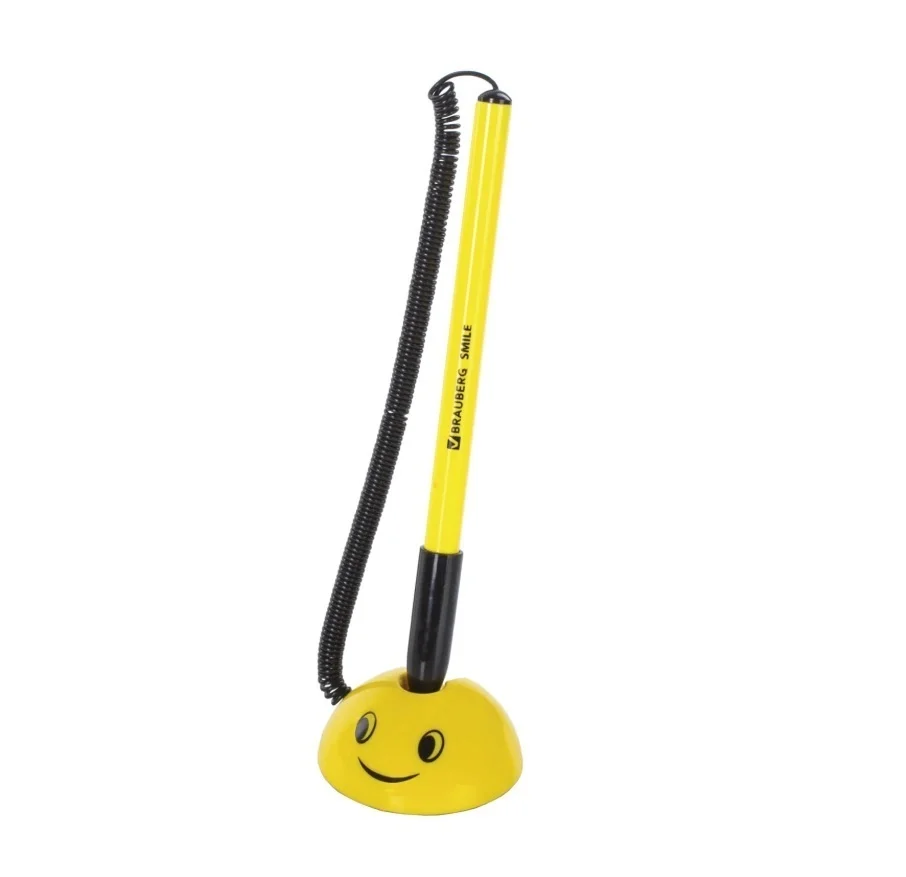 Ручка шариковая Brauberg настольная &quotSmile&quot синяя корпус желтый узел 0 7 мм линия